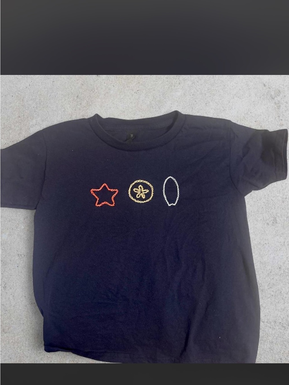 Brandy Melville Navy Tee with Beachy Coastal Hand Sticthed Embroidery - Picture 2 of 4